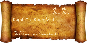 Kupás Kornél névjegykártya